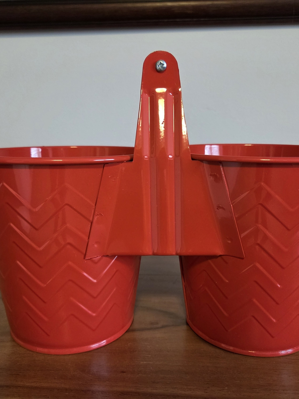 Red Metal Double Planter Caddy - Brand Unspecified